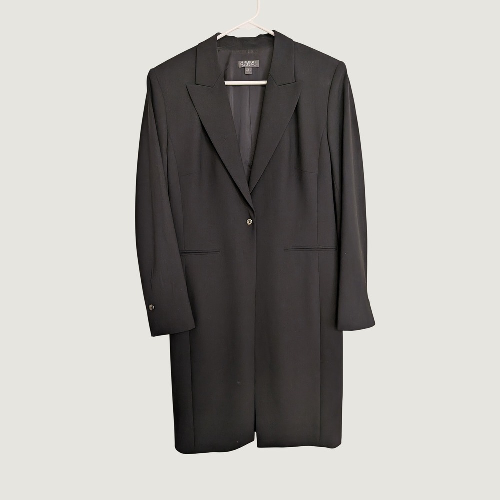 Classiques Entier Womens Black Wool Blend Longline Blazer Jacket Size 12